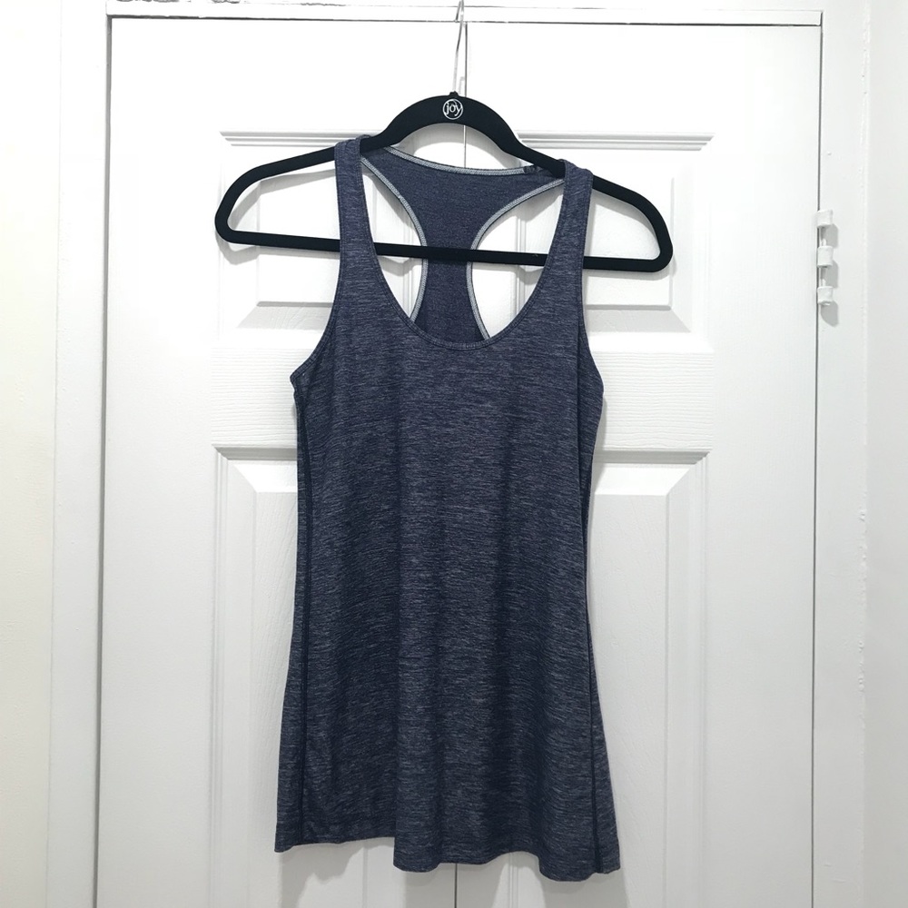 lululemon heathered navy blue cool racerback sz 8